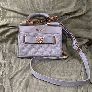 Bebe Quilted Mini Satchel with Card Holder Dusty Blue NWT